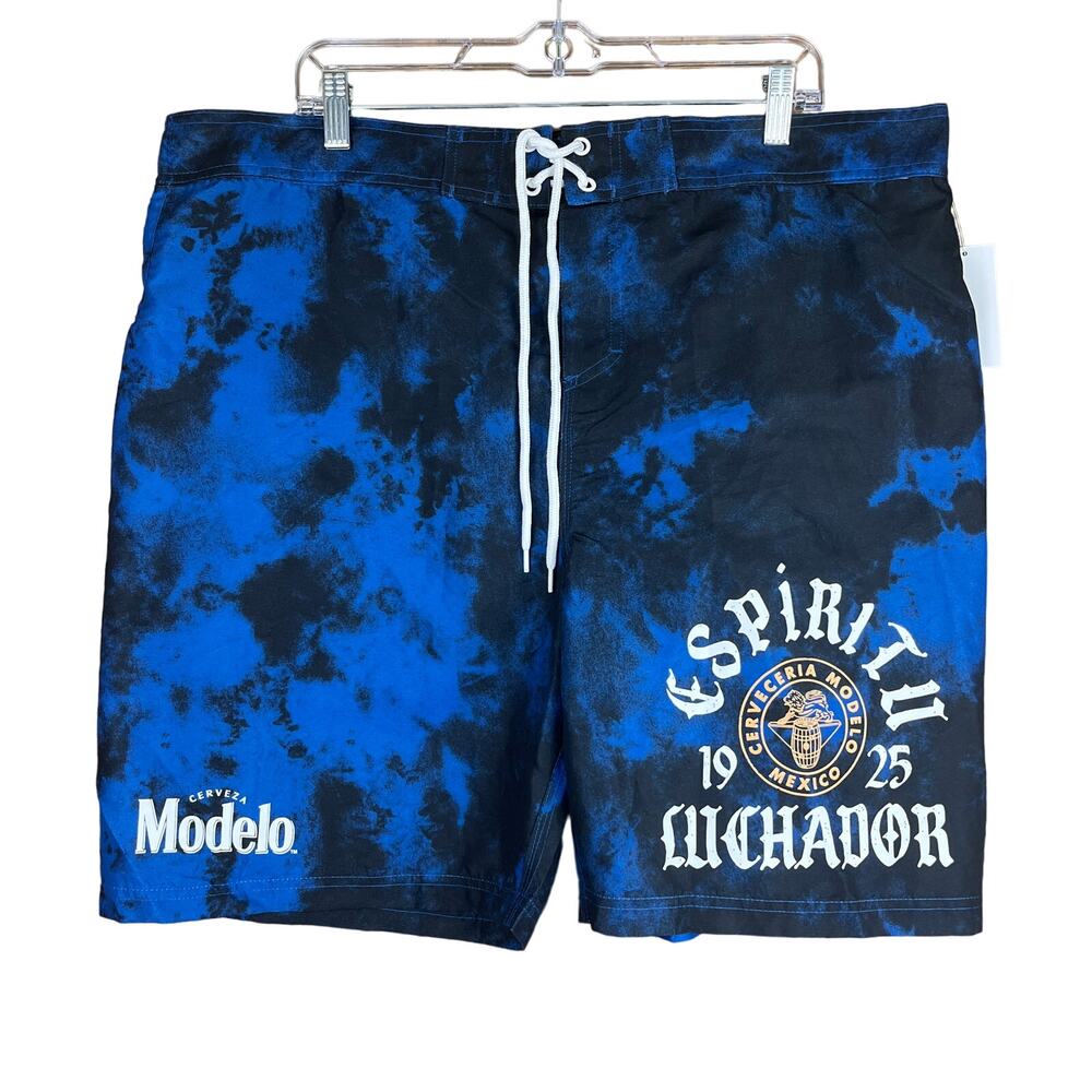 Modelo Mens Swim Shorts Blue Black Elastic Board Especial Espiritu Luchador XL